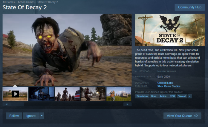 State of Decay 2 sera lancé sur Steam en 2020
