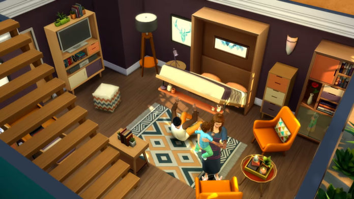 Les Sims 4 font tapis sur de petites maisons
