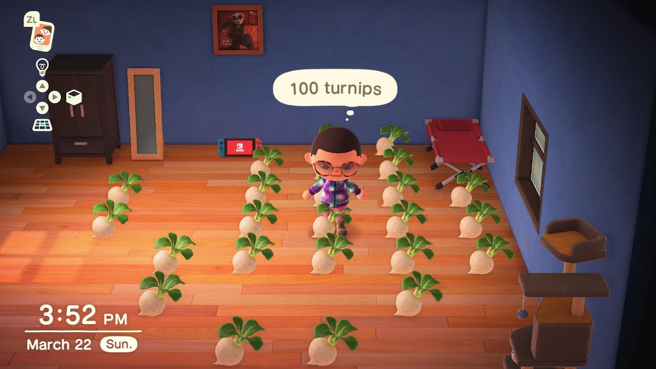 Animal-Crossing-New-Horizons-Where-to-Put-Turnips "width =" 1280 "height =" 720 "srcset =" https://attackofthefanboy.com/wp-content/uploads/2020/03/Animal-Crossing -New-Horizons-Where-to-Put-Turnips.jpg 1280w, https://attackofthefanboy.com/wp-content/uploads/2020/03/Animal-Crossing-New-Horizons-Where-to-Put-Turnips- 260x146.jpg 260w, https://attackofthefanboy.com/wp-content/uploads/2020/03/Animal-Crossing-New-Horizons-Where-to-Put-Turnips-140x79.jpg 140w, https: // attackofthefanboy. com / wp-content / uploads / 2020/03 / Animal-Crossing-New-Horizons-Where-to-Put-Turnips-768x432.jpg 768w, https://attackofthefanboy.com/wp-content/uploads/2020/03 /Animal-Crossing-New-Horizons-Where-to-Put-Turnips-328x184.jpg 328w, https://attackofthefanboy.com/wp-content/uploads/2020/03/Animal-Crossing-New-Horizons-Where- à-Mettre-Navets-747x421.jpg 747w "tailles =" (largeur max: 1280px) 100vw, 1280px "></noscript></div>
<h3>Stockage de navets et autres conseils sur le marché des tiges</h3>
<p>Les navets ne peuvent pas être placés dans votre stockage à domicile, mais cela ne signifie pas que vous ne pouvez pas les stocker dans votre maison. Ils peuvent être laissés au sol sans conséquence. Si vous décidez d'acheter de grandes quantités de navets, vous devrez peut-être déplacer des meubles pour répondre à vos investissements. Si vous voulez être un commerçant de navets hotshot, alors ce pourrait être une bonne idée de laisser une pièce complètement vide et de l'utiliser comme <strong>cave à navets</strong>. De plus, si vous cherchez à <strong>remplissez votre Critterpedia</strong>, laisser les navets sur le sol à l'extérieur et les laisser pourrir causera <strong>fourmis</strong> apparaître. Ils ne vendent pas beaucoup, mais les Blathers apprécieront le don (même s'il ne se soucie pas tellement des insectes). Ils sont également un bon moyen de récupérer une partie de votre investissement si vous laissez accidentellement vos navets pourrir.</p>
<p>Comme nous l'avons mentionné ci-dessus, vous pouvez vendre des navets sur les îles d'autres joueurs si vous n'êtes pas satisfait de vos prix locaux. Si vous êtes sérieux au sujet du commerce du navet, la collaboration avec d'autres joueurs est la clé du succès et des profits élevés. Vous n'obtiendrez pas une énorme pointe sur votre île chaque semaine, mais il y a certainement des joueurs avec des prix élevés et des portes ouvertes si vous regardez bien. Le marché Stalk n'est pas nécessairement une affaire solo, donc <strong>faire usage de vos amis et de la <a href=