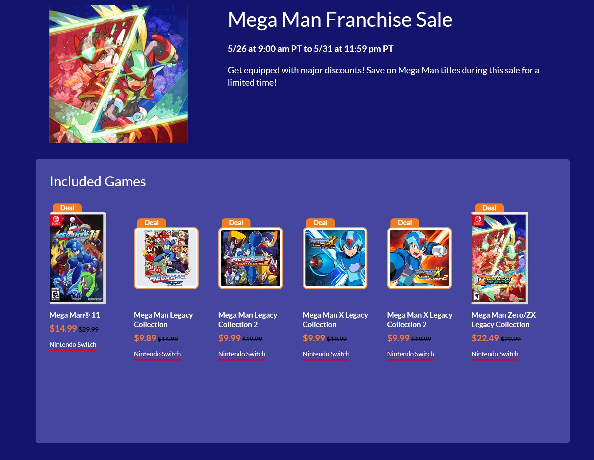 Vente de Mega Man Switch