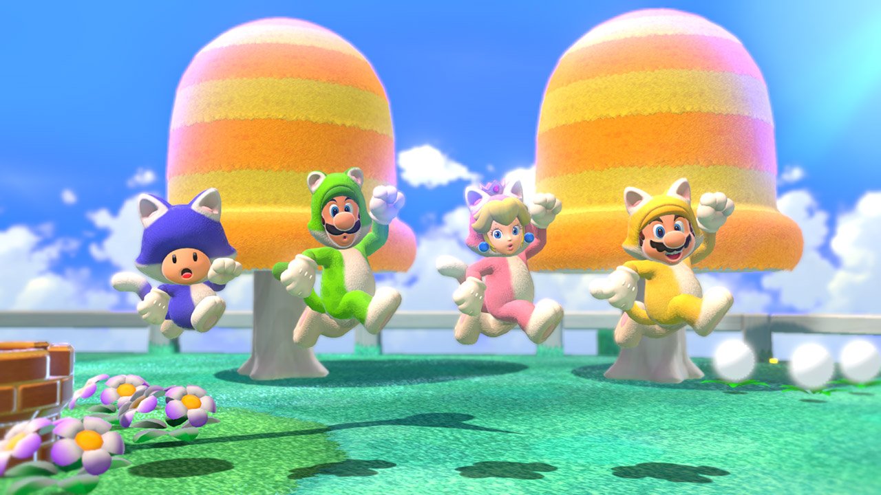 Cat Mario, Luigi, Peach et Toad
