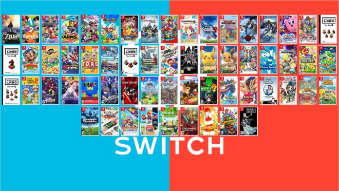 Whoa, voir tous les jeux physiques Switch publiés par Nintendo dans une seule image est chouette
