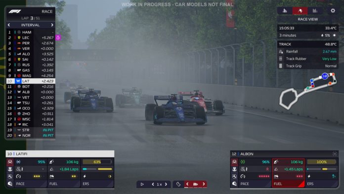 f1 manager 2022 cars in the rain