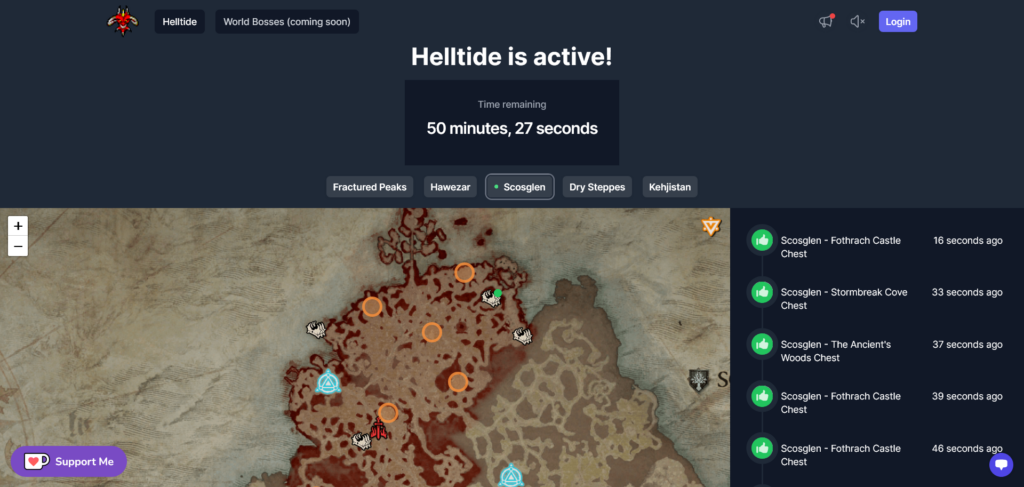 Diablo 4 Helltide Tracker et emplacements mystérieux des coffres