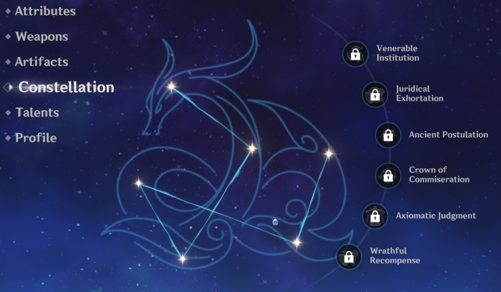 Constellation de Neuvillette, Léviathan Judicator.  Cela ressemble à un serpent.
