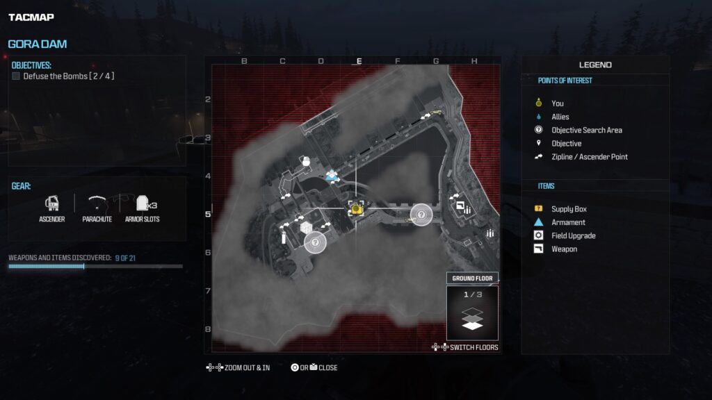 Modern Warfare 3, armes et objets du barrage de Gora