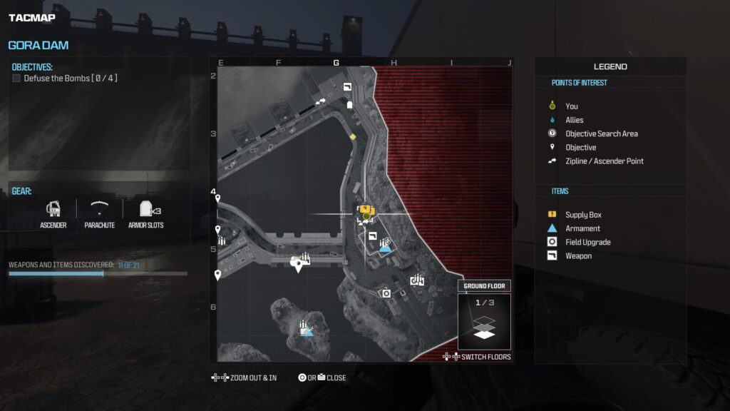 Modern Warfare 3, armes et objets du barrage de Gora