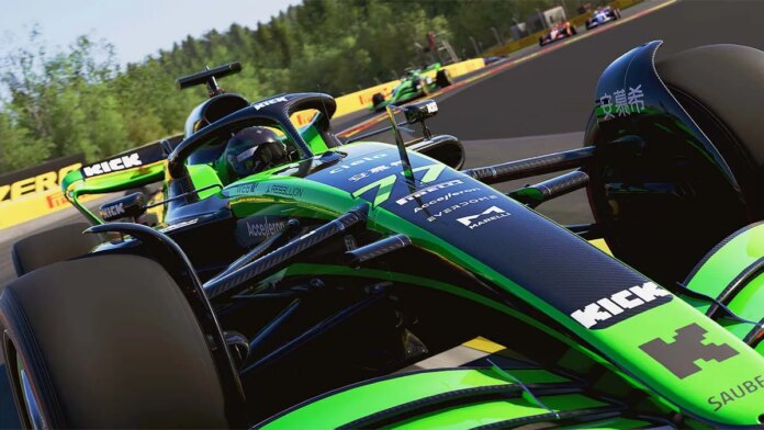 Valteri Bottas driving a black and green Kick Sauber F1 car.