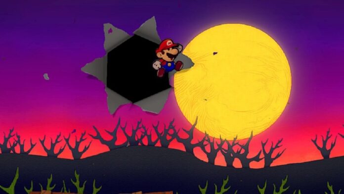 Paper Mario: The Thousand-Year Door breaking through the background.
