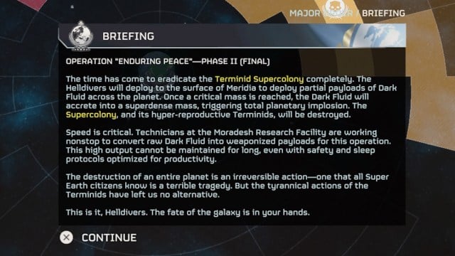 Les joueurs de Helldivers 2 chargés de détruire la planète Meridia – briefing