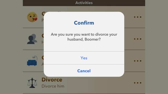 BitLife demande le divorce
