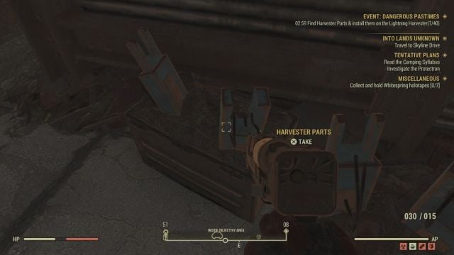 pièces de moissonneuse dans Fallout 76