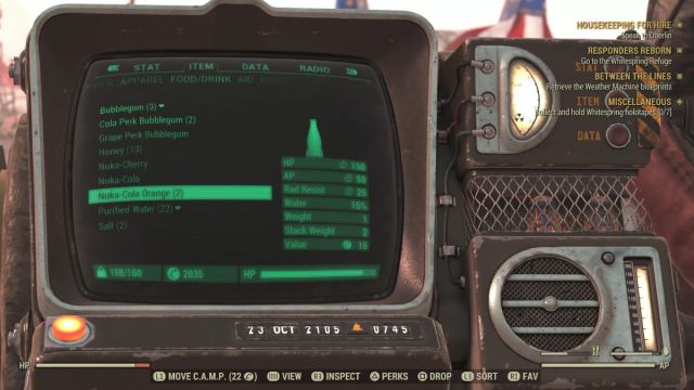 nuka cola orange statistiques fallout 76