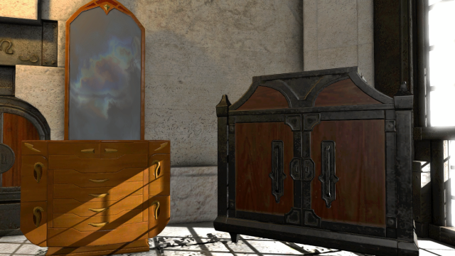 La commode et l'armoire glamour dans Final Fantasy XIV