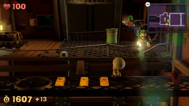 Luigi's Mansion 2 Dark Moon HD Toad rassemblant des briques d'or