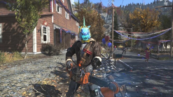 glowing unicorn mask in fallout 76 fasnacht