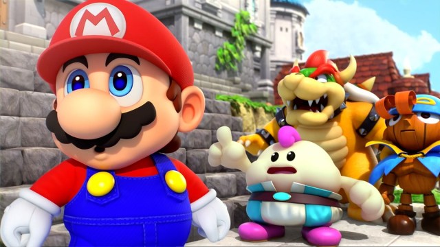 Super Mario RPG Mallow Geno et Bowser levant les yeux