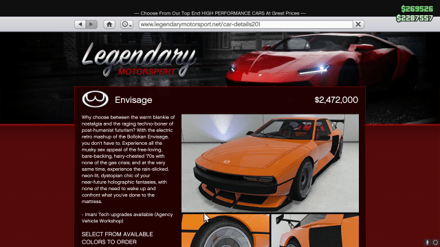Une voiture Bollokan Envisage orange sur le site Legendary Motorsport