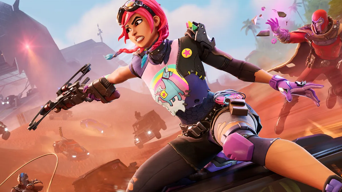 Brite Raider on top of a truck firing a crossbow