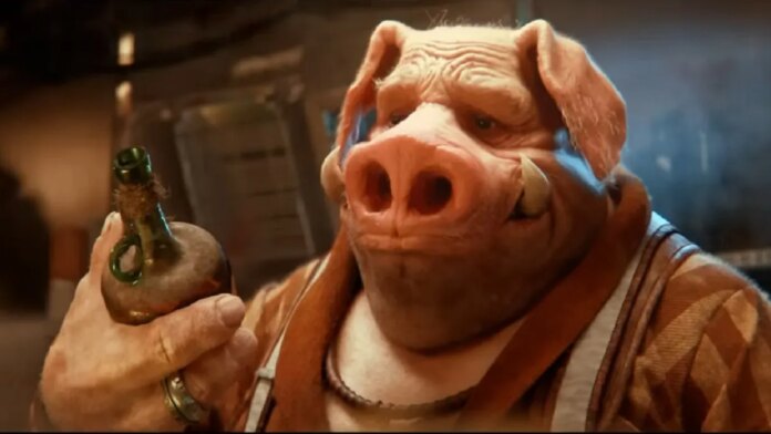 Beyond Good and Evil 2 Peyj pig character holding bottle