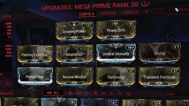 Version Warframe Mesa Prime