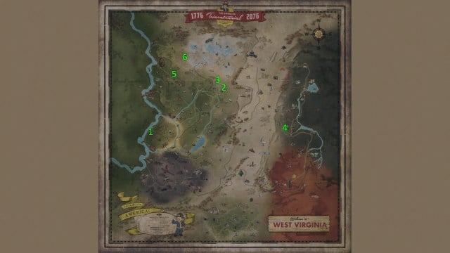 carte des emplacements des grains de rasoir de Fallout 76