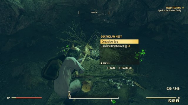 œuf de Deathclaw dans une décharge abandonnée de Fallout 76