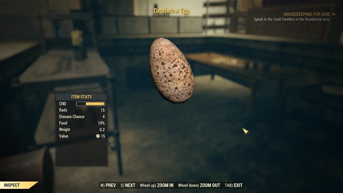 fallout 76 deathclaw egg inspect screen