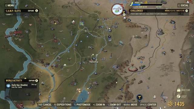 emplacement de la carte de Fallout 76 Helvetia