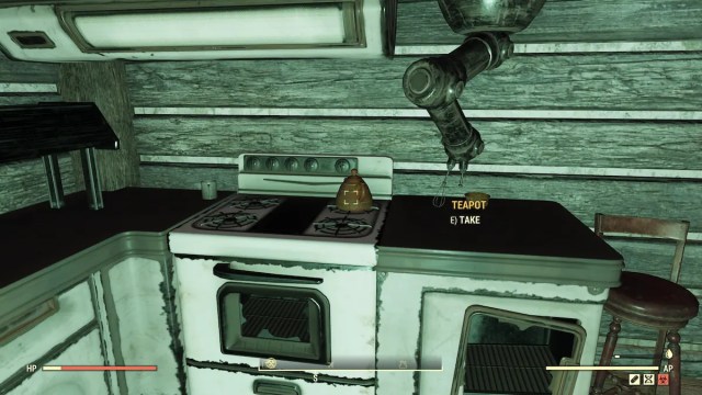 Fallout 76 Dolly Sods Wilderness théière sur la cuisinière