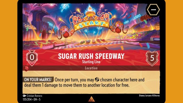 Emplacement du circuit Sugar Rush Speedway à Disney Lorcana, ciel scintillant