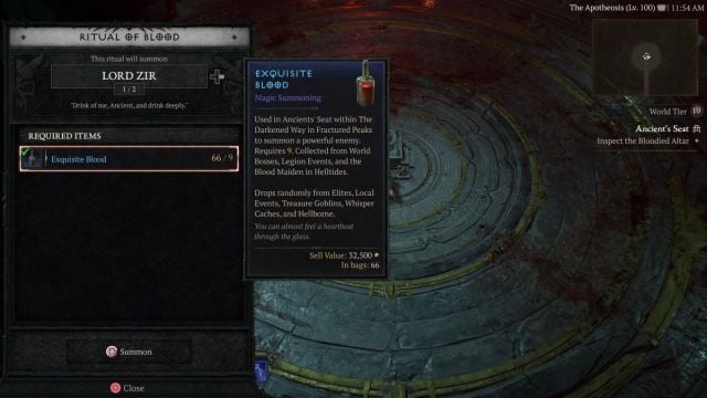 Invocation du Seigneur Zir dans Diablo 4