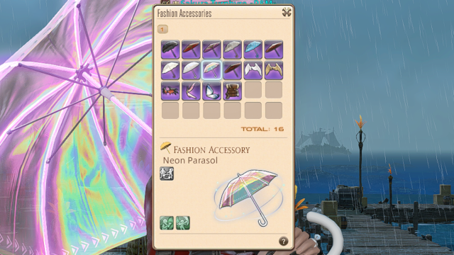 Le menu Accessoires de mode dans Final Fantasy XIV