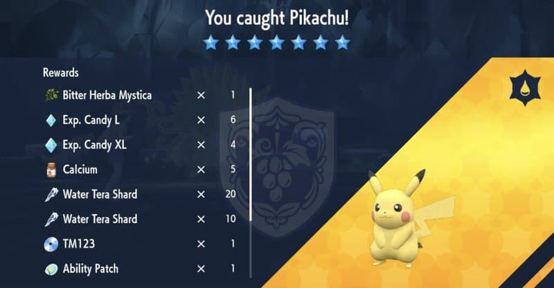 Un Pikachu 7 étoiles capturé avec succès ! Il y a un Mystica à l'herbe amère !