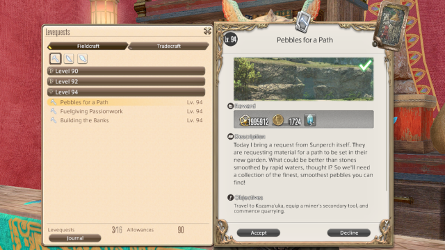 Apprendre quelques compétences de Fieldcraft dans Final Fantasy XIV