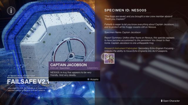 capitaine jacobson dans destiny 2