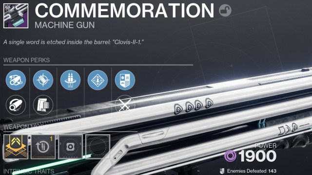 Exemple de construction de commémoration de Destiny 2