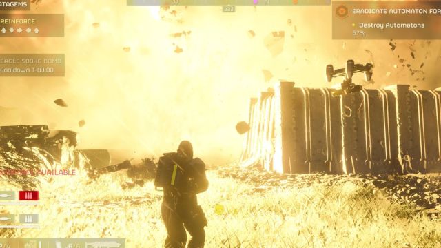 explosion d'une bombe de 500 kg dans Helldivers 2