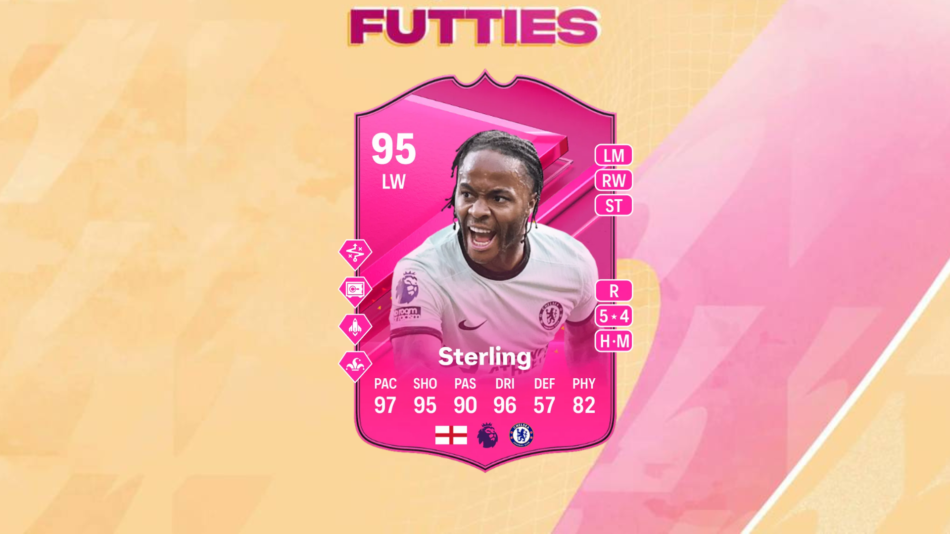 An image of Raheem Sterling FUTTIES SBC solutions in EA FC 24