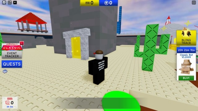 Portail jaune dans Roblox The Classic