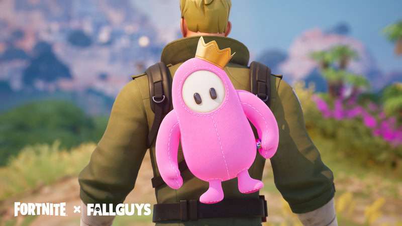 fortnite fall guys pink plushie back bling rewards