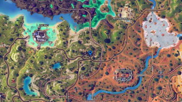 Gros plan sur l'emplacement du capitaine Jones sur la carte de Fortnite