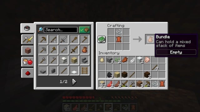 Recette de bundle dans Minecraft