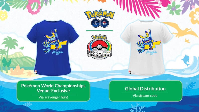 T-shirts bleu et blanc du championnat du monde Pokémon Go 2024