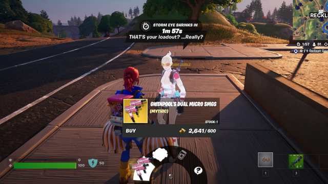 Les doubles micro-smg de Gwenpool dans le menu de la boutique de Fortnite