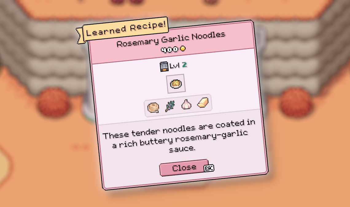 Rosemary Garlic Noodles unlocked in Fields of Mistria