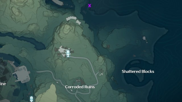 Une carte des endroits où trouver des coraux violets dans Wuthering Waves