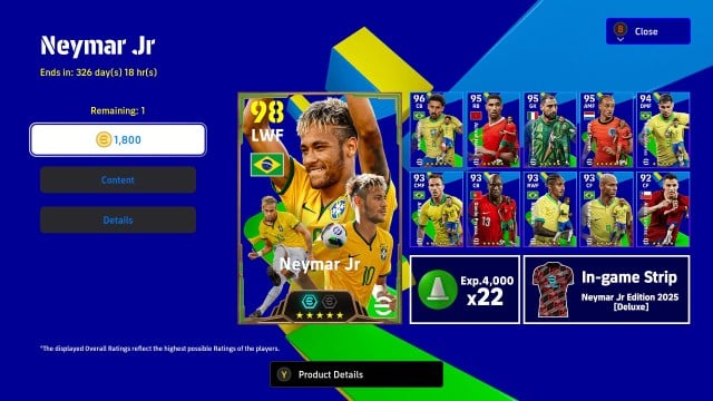 Une image du pack Neymar Deluxe dans eFootball 2025