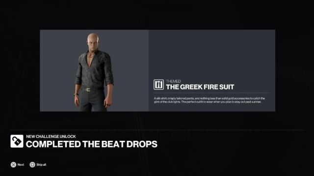 le costume de feu grec hitman monde de l'assassinat