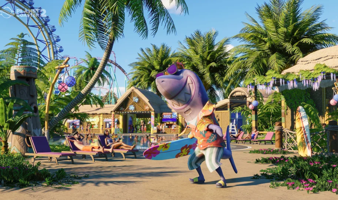 Shark mascot in Planet Coaster 2